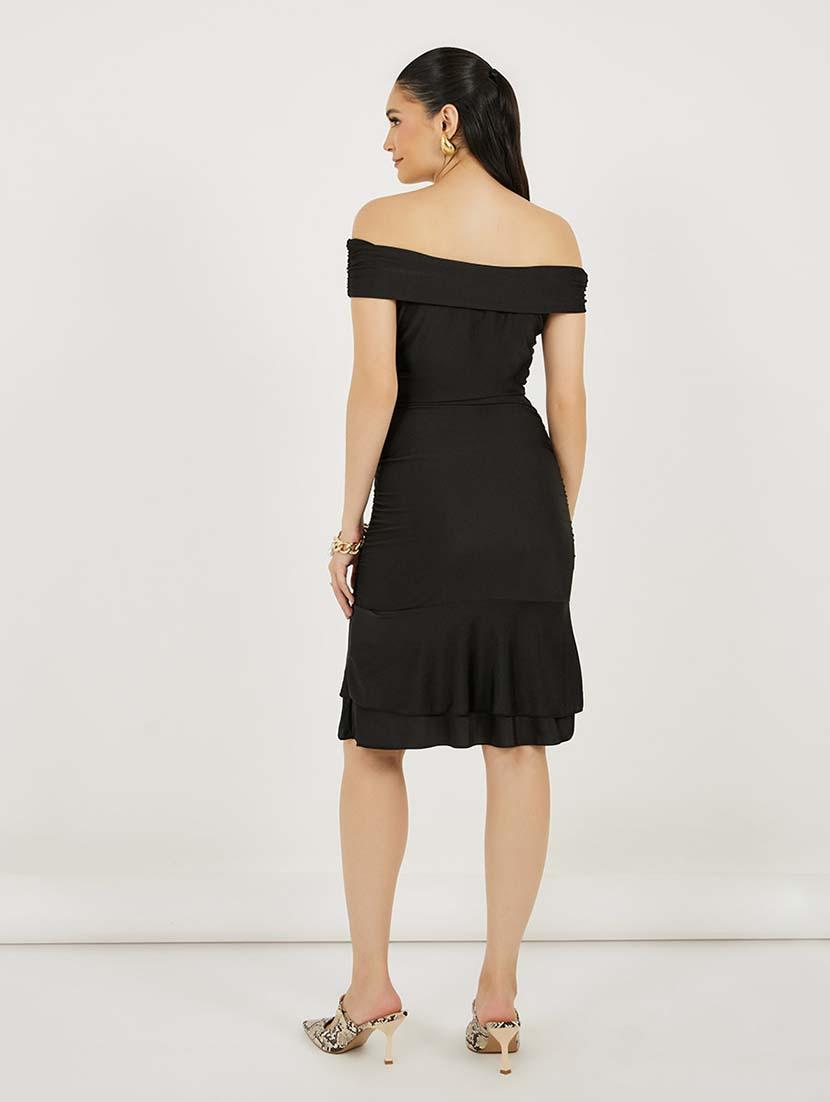 women solid off shoulder tiered dress - 21692564 - Standard Image - 2