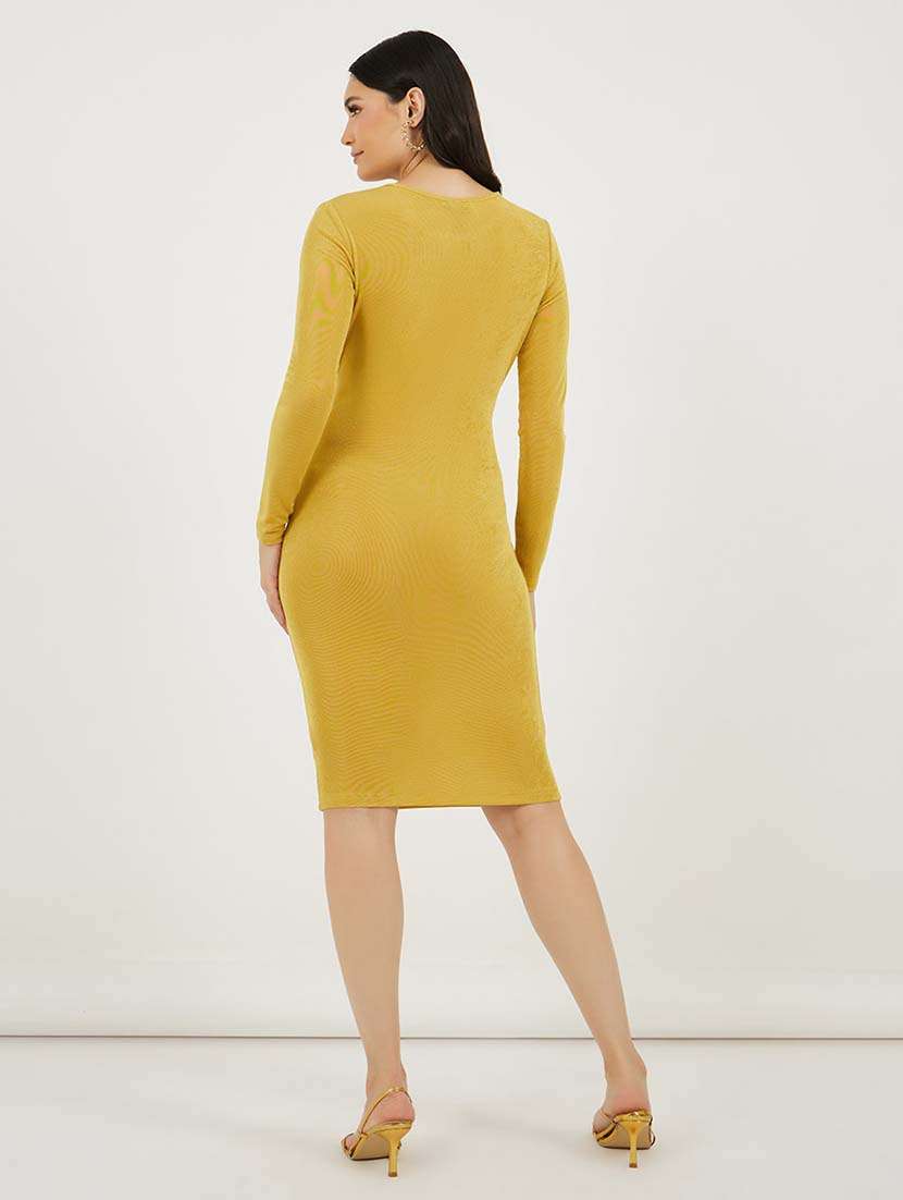 women solid long sleeves bodycon dress - 21692569 -  Standard Image - 2