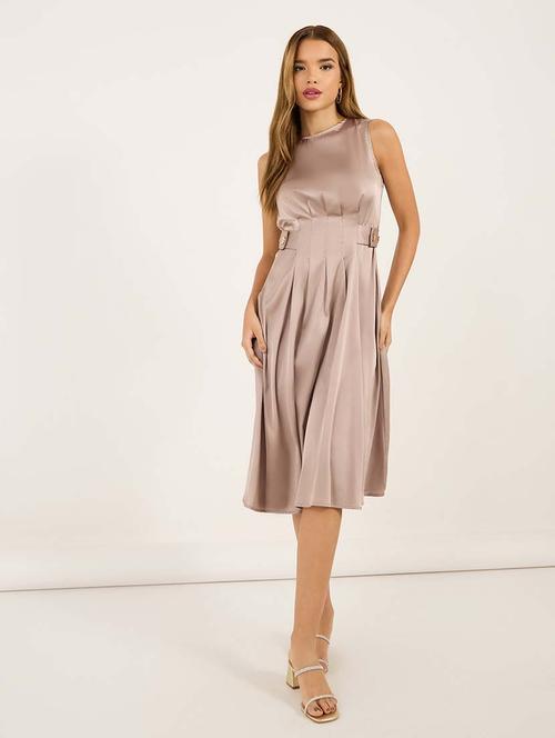 women solid sleeveless fit & flared dress - 21692572 -  Standard Image - 0
