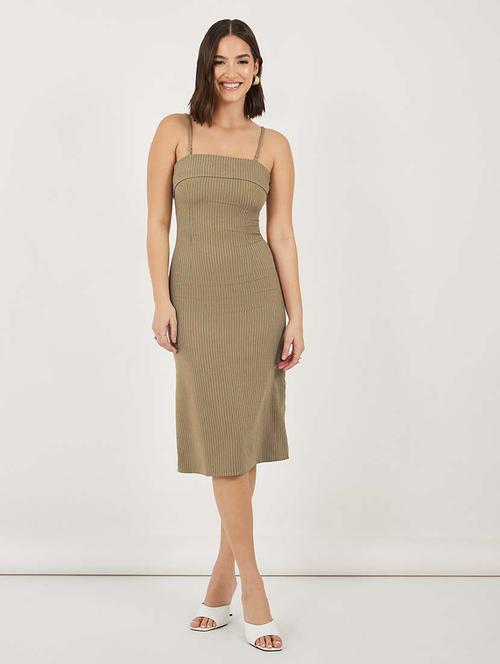 women striped shoulder strap sheath dress - 21692575 - Standard Image - 0