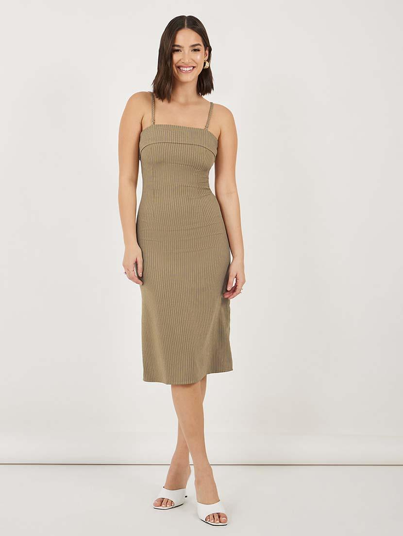 women striped shoulder strap sheath dress - 21692575 - Zoom Image - 0