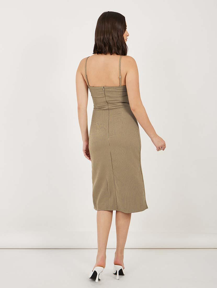 women striped shoulder strap sheath dress - 21692575 - Standard Image - 2