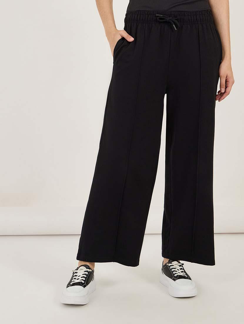 women solid mid rise wide leg trouser - 21692585 - Zoom Image - 0