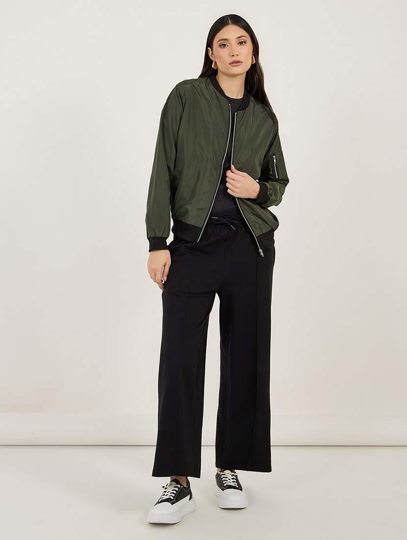 women solid mid rise wide leg trouser - 21692585 - Standard Image - 2