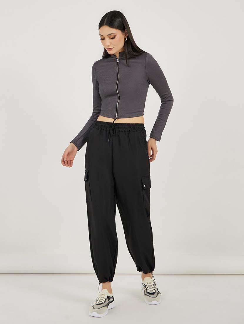 women solid mid rise jogger - 21692588 - Standard Image - 2