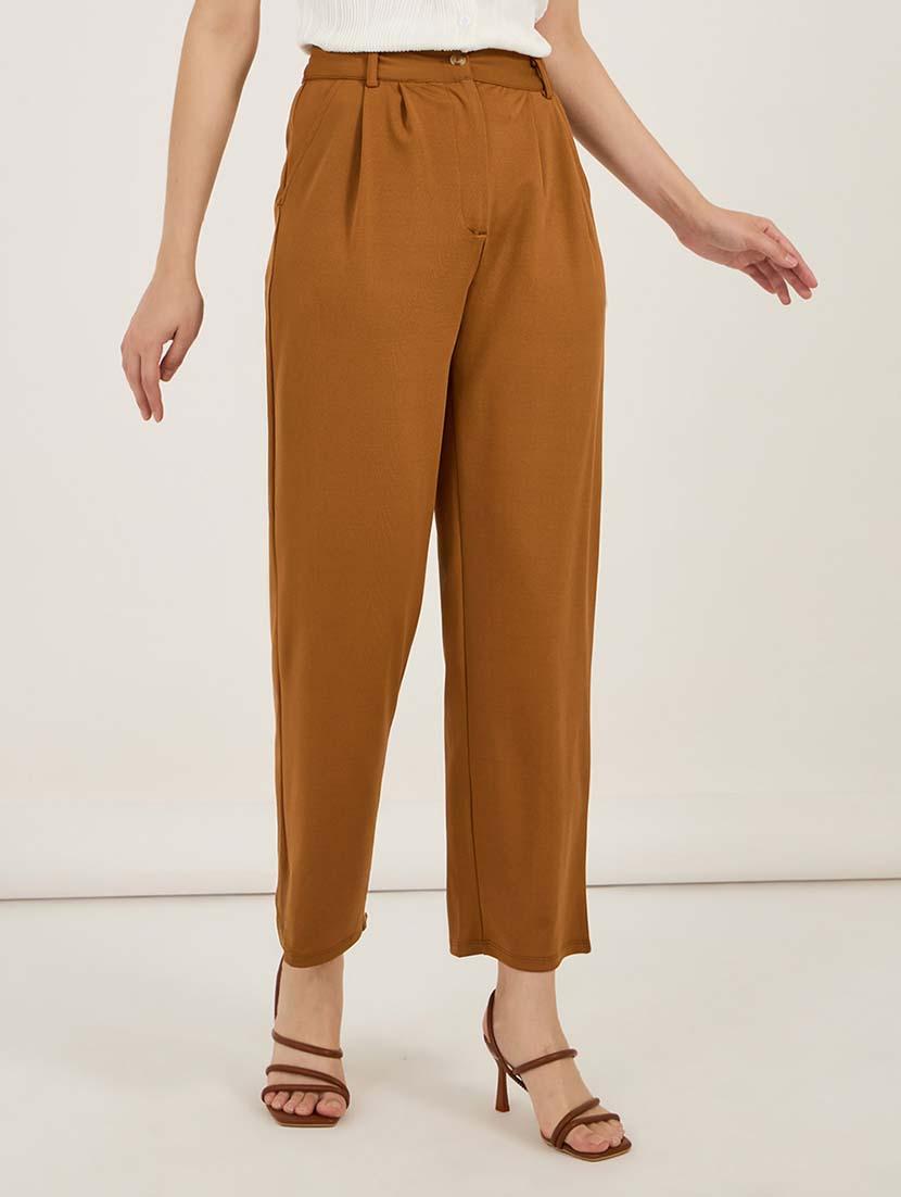 women solid high rise tailored pant - 21692595 -  Zoom Image - 0