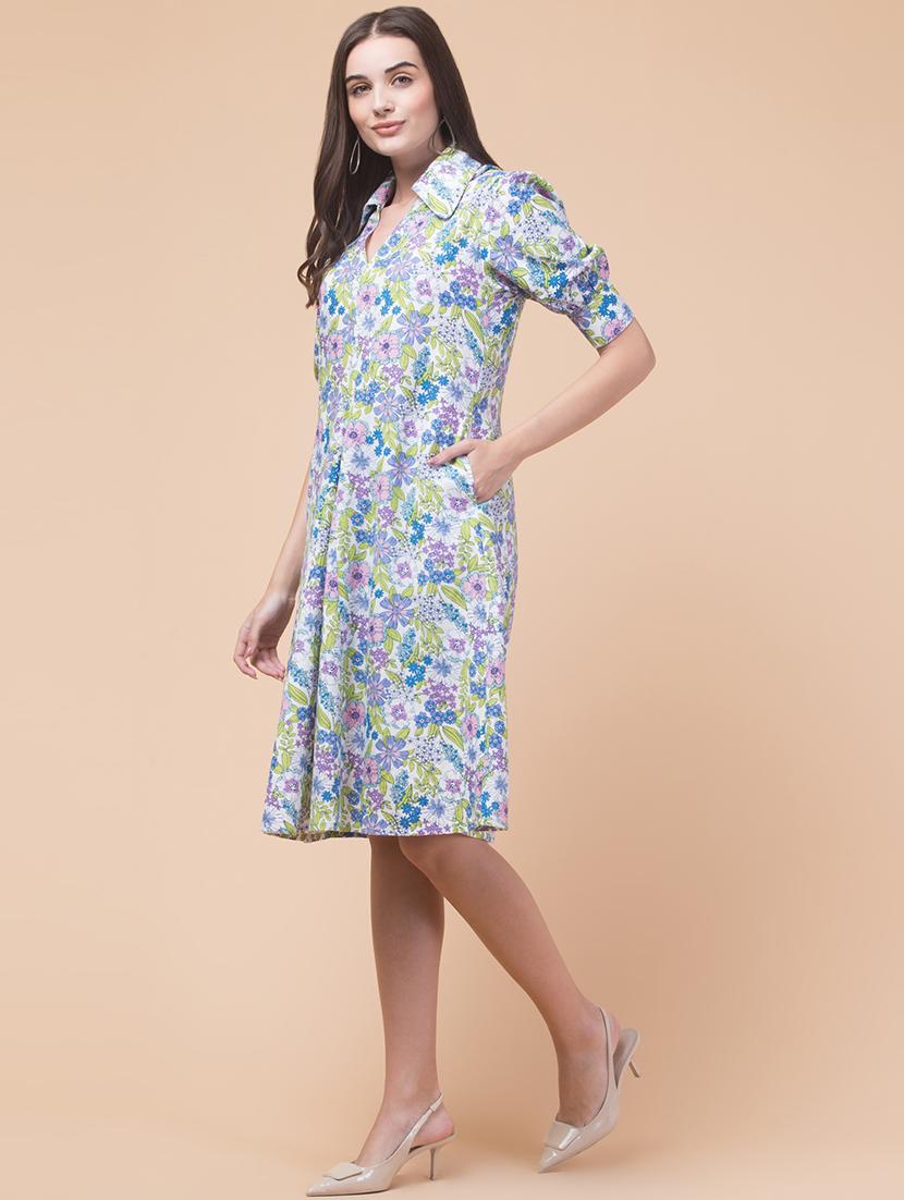 women floral print collared shirt dress - 21692629 - Standard Image - 2