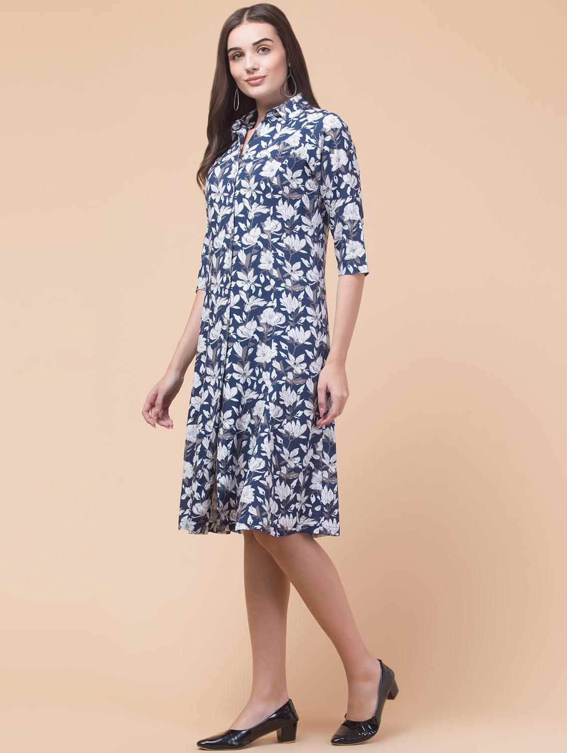 women floral print collared shirt dress - 21692633 - Standard Image - 2