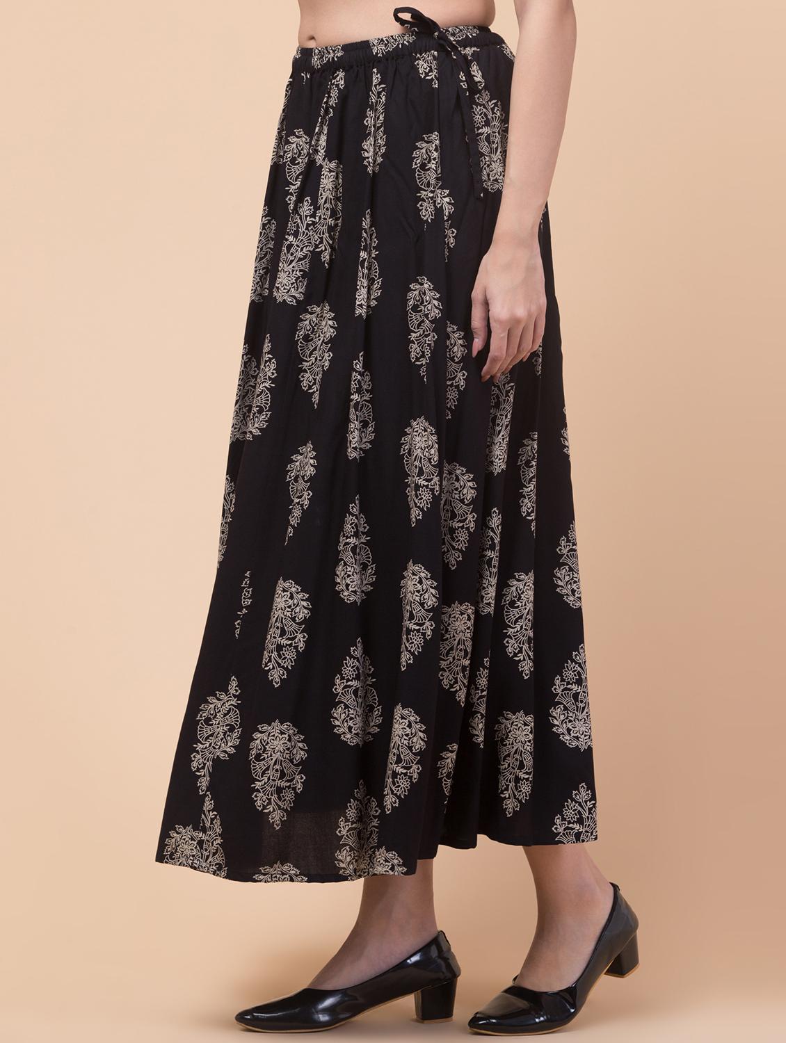 women printed mid rise flared skirt - 21692634 - Standard Image - 2