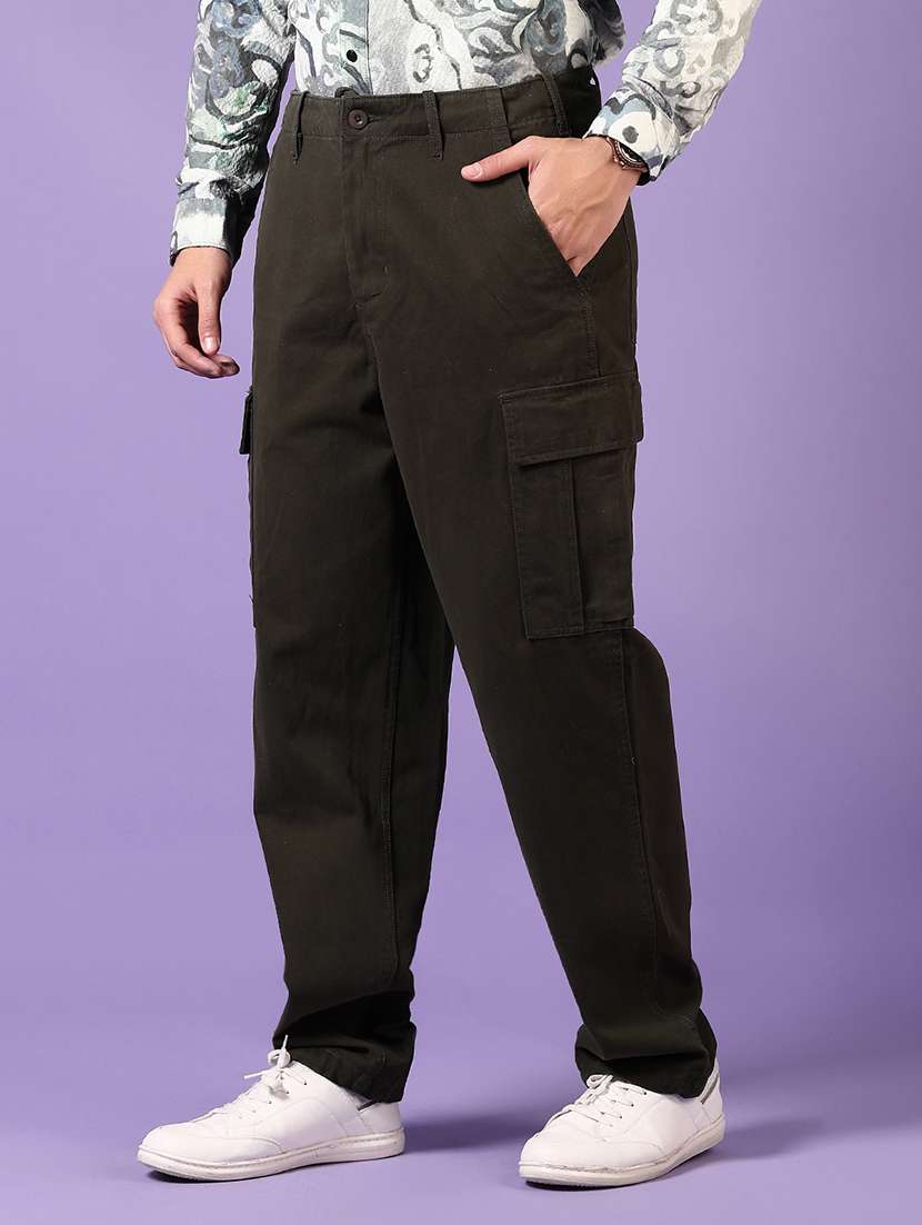 men solid mid rise cargo - 21692688 - Standard Image - 2