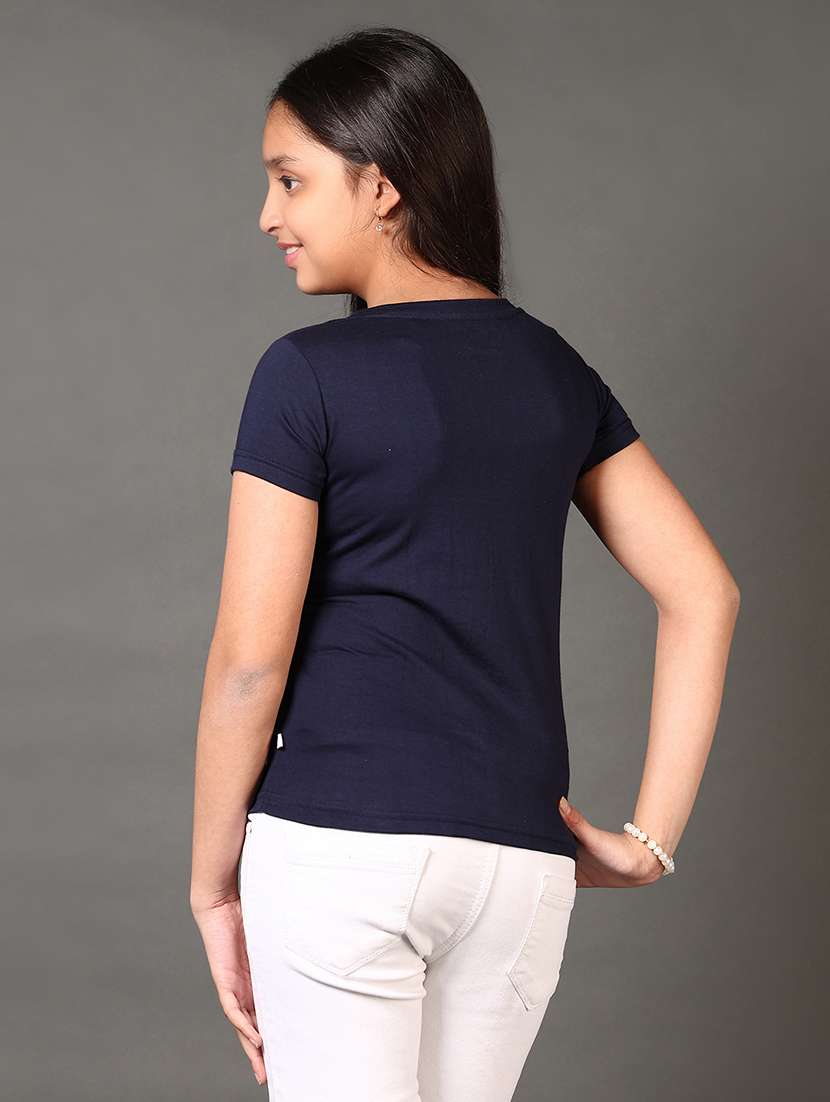 girls round neck front printed tee - 21692692 - Standard Image - 2