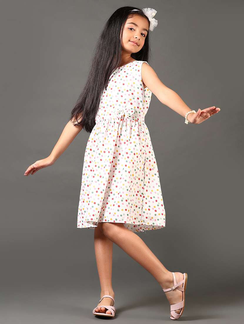 girls polka doted sleeveless round neck frock - 21692700 -  Standard Image - 2