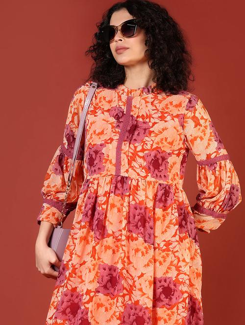 women floral print puff sleeve tiered dress - 21692853 - Standard Image - 0