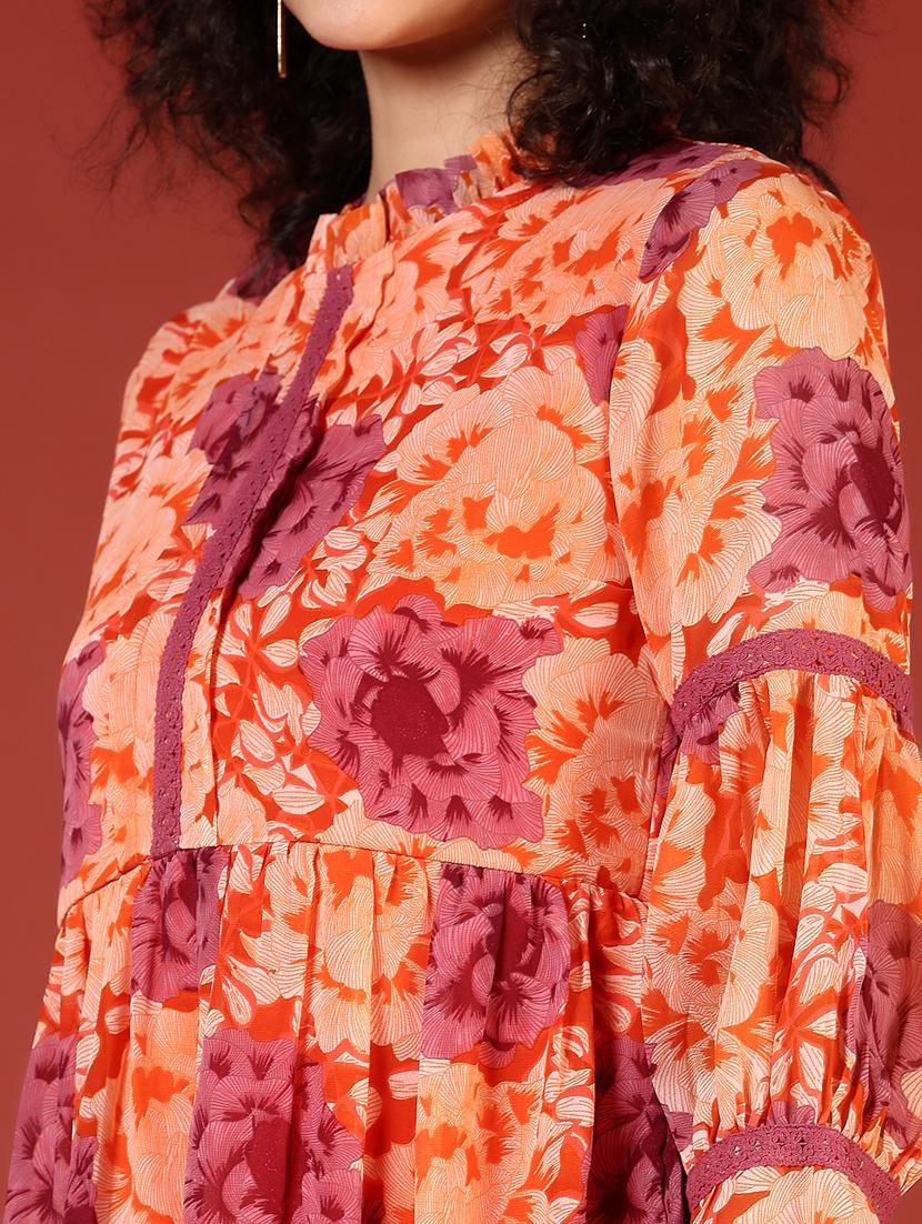 women floral print puff sleeve tiered dress - 21692853 - Standard Image - 2