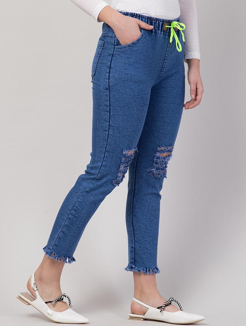 women solid distressed mid rise jean - 21692913 - Standard Image - 2