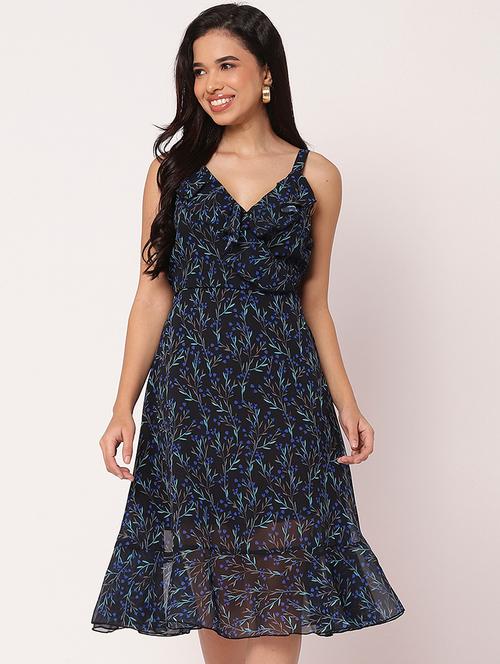 women printed shoulder strap tiered dress - 21693217 - Standard Image - 0