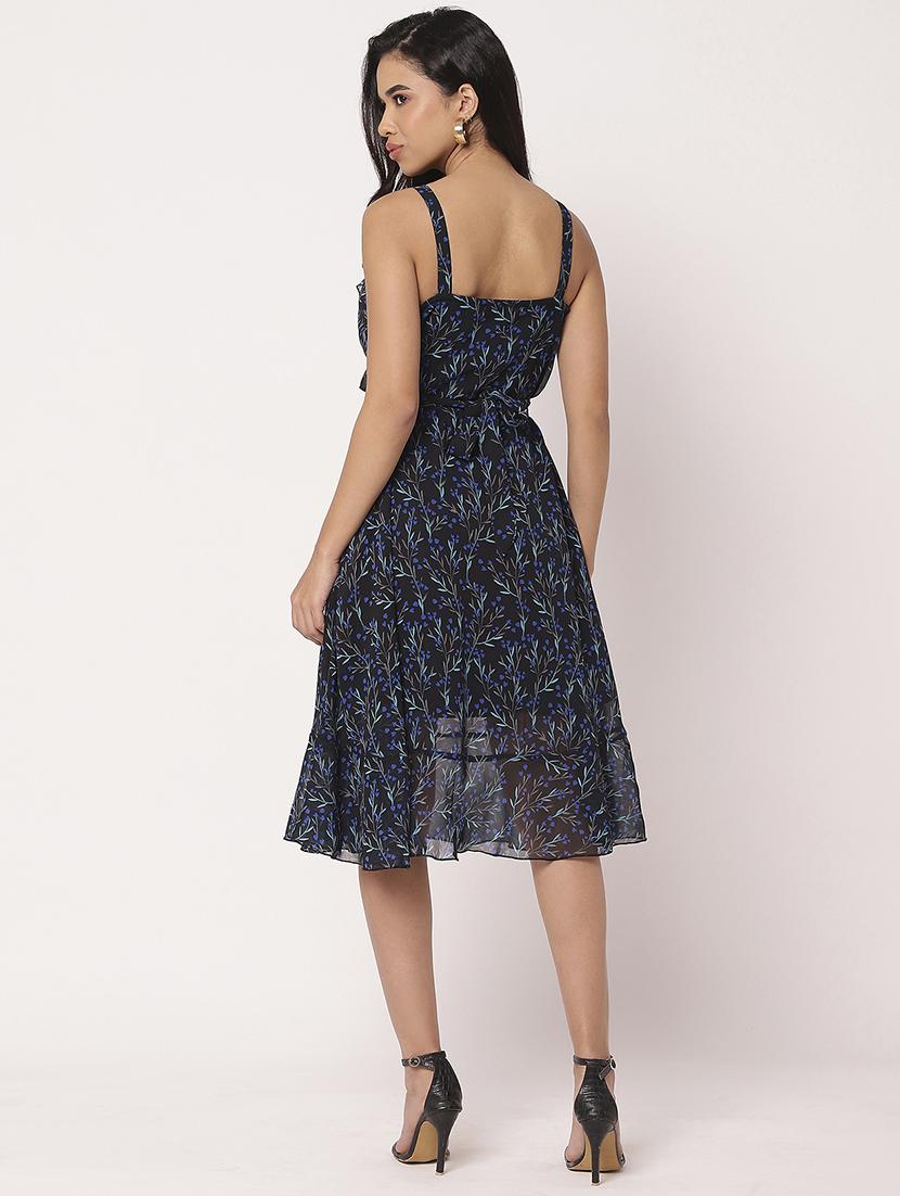 women printed shoulder strap tiered dress - 21693217 - Standard Image - 2