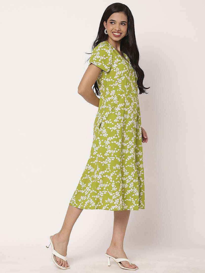 women printed short sleeves a-line dress - 21693219 -  Standard Image - 2