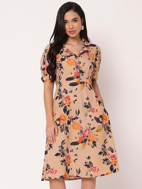 women floral print puff sleeves a-line dress - 21693224 -  Standard Image - 0