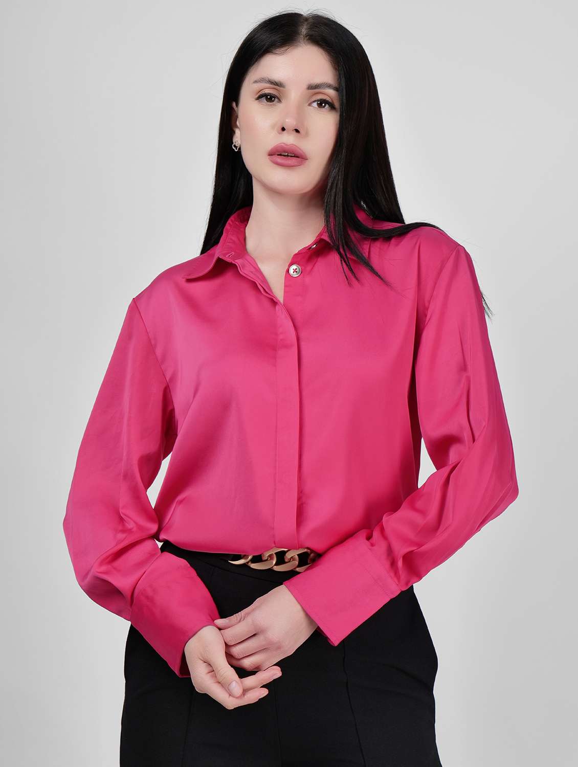 fuchsia polyester regular shirt