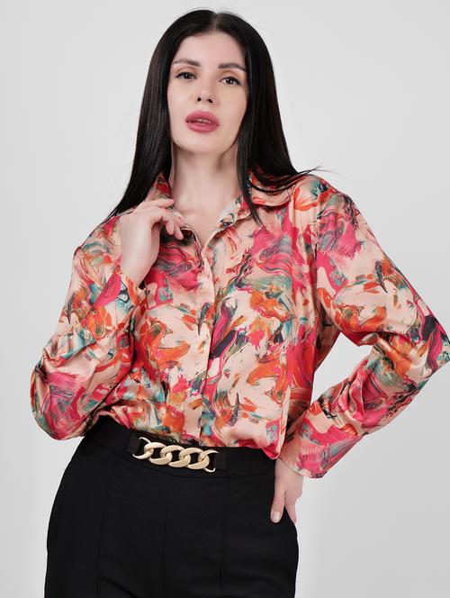 women printed collared long sleeves shirt - 21693255 -  Standard Image - 0