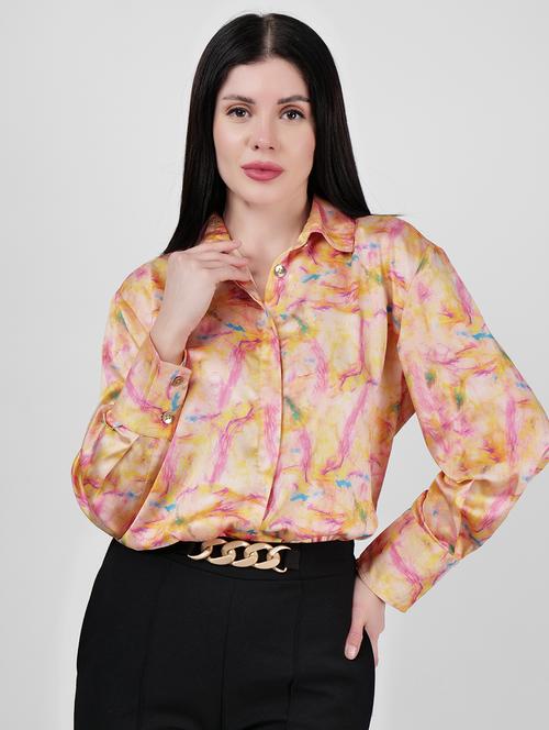 women printed collared long sleeves shirt - 21693256 -  Standard Image - 0
