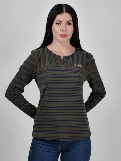 women striped long sleeves regular t-shirt - 21693272 - Standard Image - 0