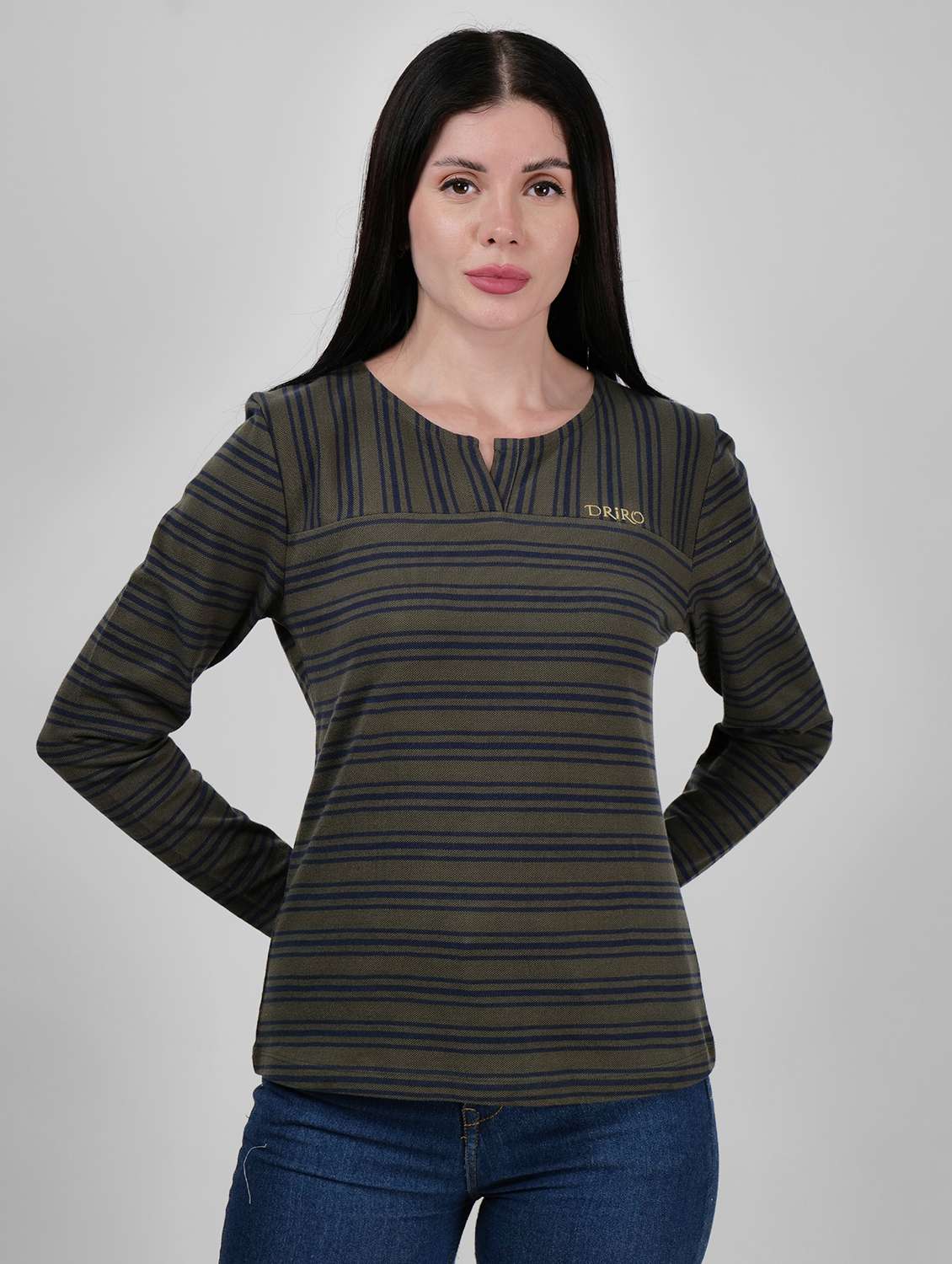 women striped long sleeves regular t-shirt - 21693272 - Zoom Image - 0