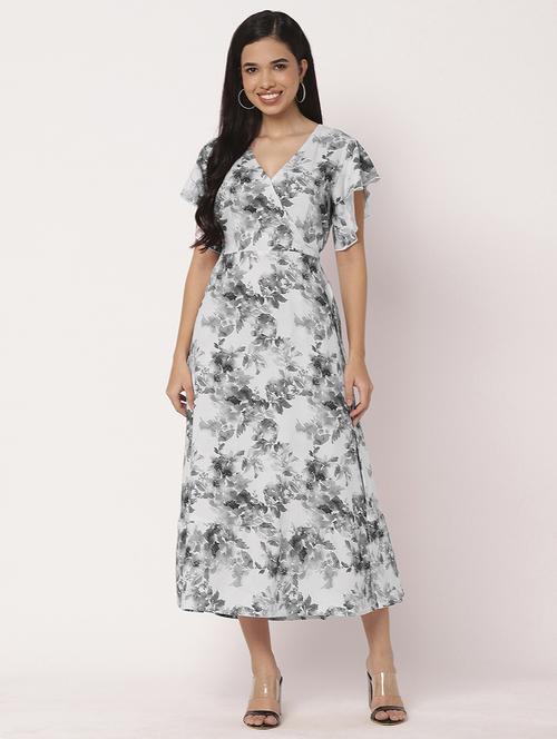 women printed ruffled sleeves tiered dress - 21693294 - Standard Image - 0