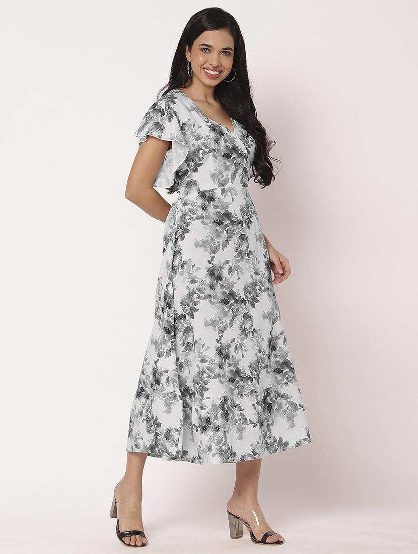 women printed ruffled sleeves tiered dress - 21693294 - Standard Image - 2