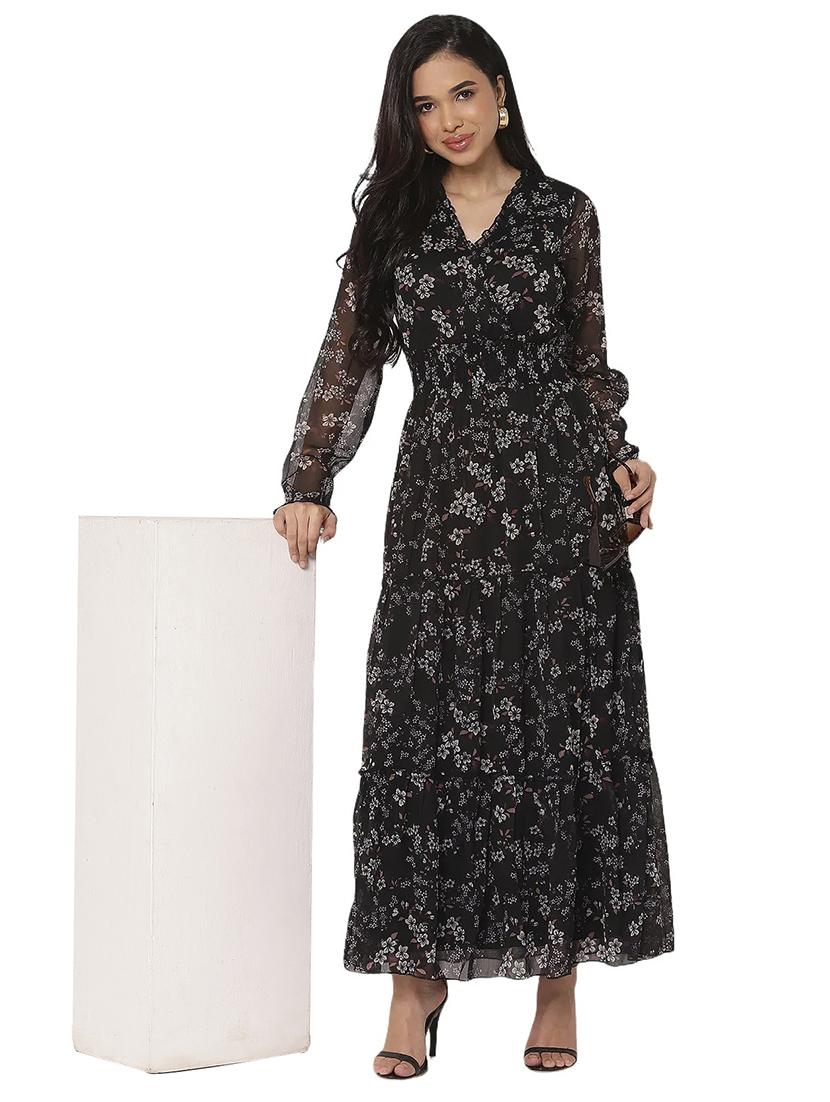 women floral print long sleeves tiered dress - 21693297 - Standard Image - 2