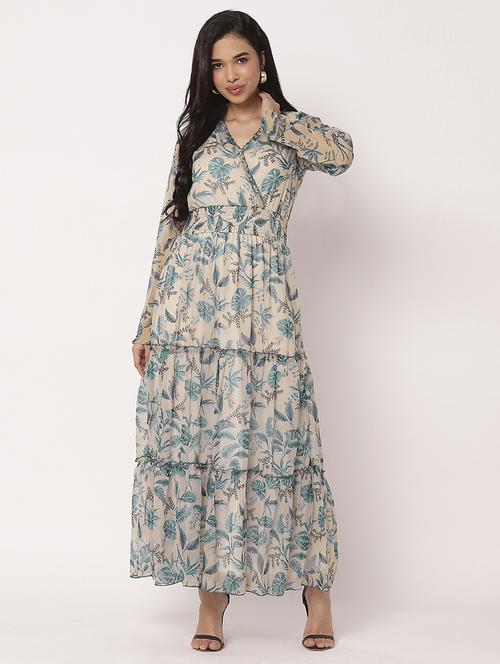 women printed long sleeves tiered dress - 21693298 -  Standard Image - 0
