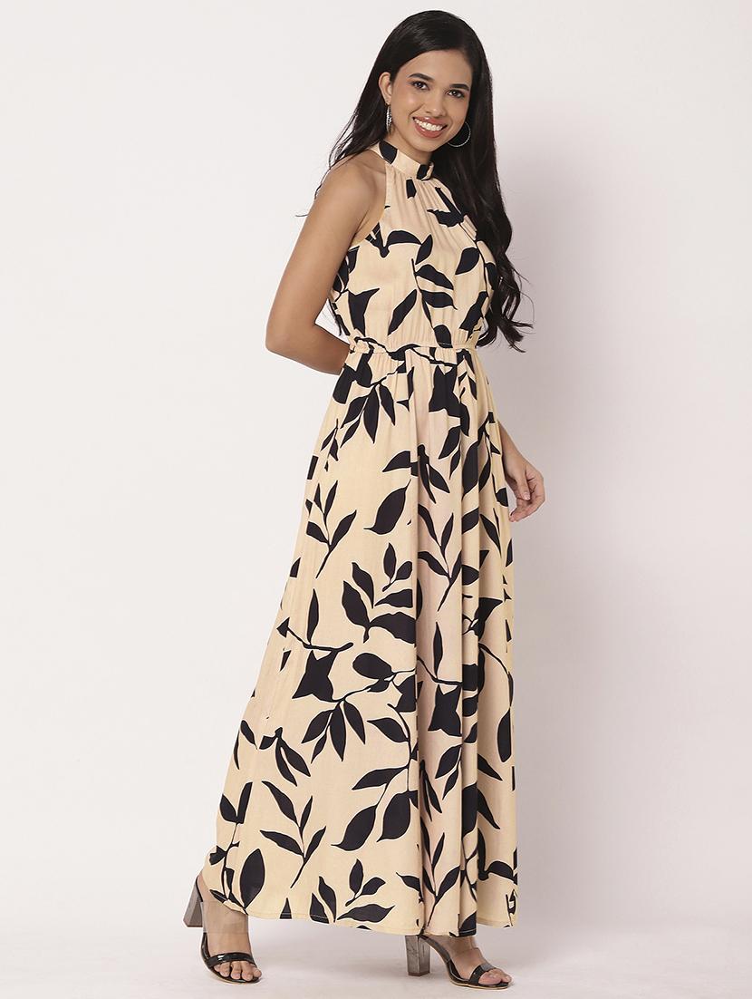women printed halter neck sleeveless fit & flare dress - 21693299 - Standard Image - 2
