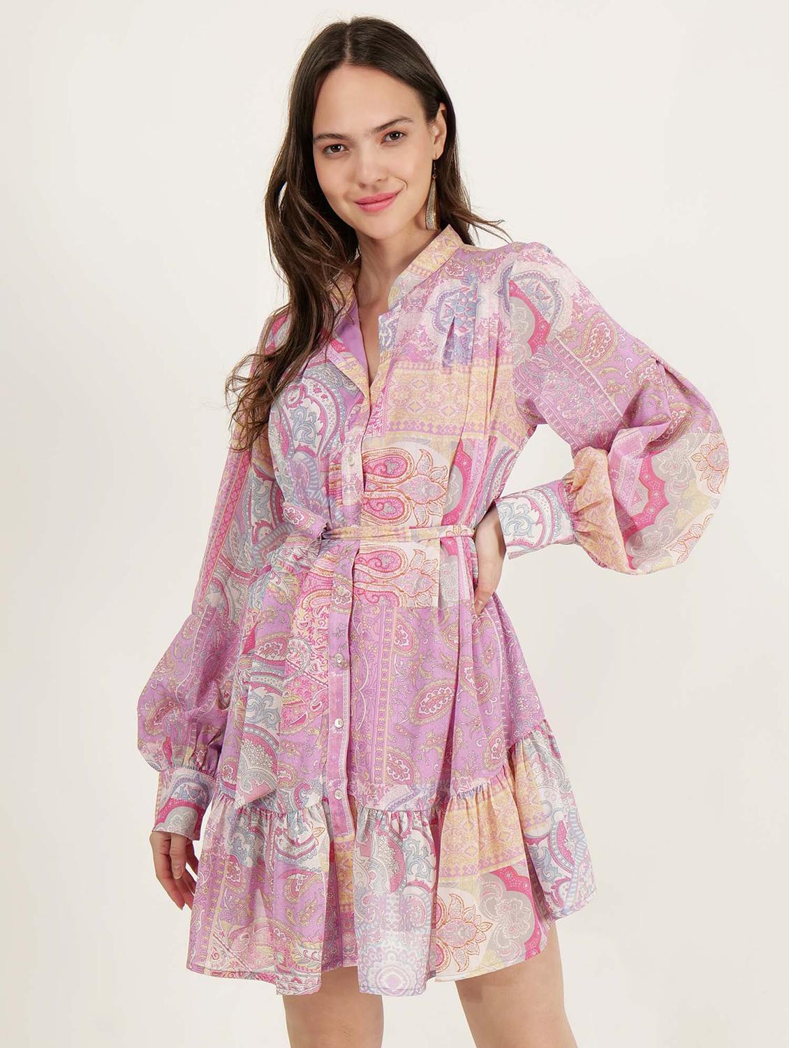 women printed puff sleeves tiered dress - 21693306 -  Zoom Image - 0