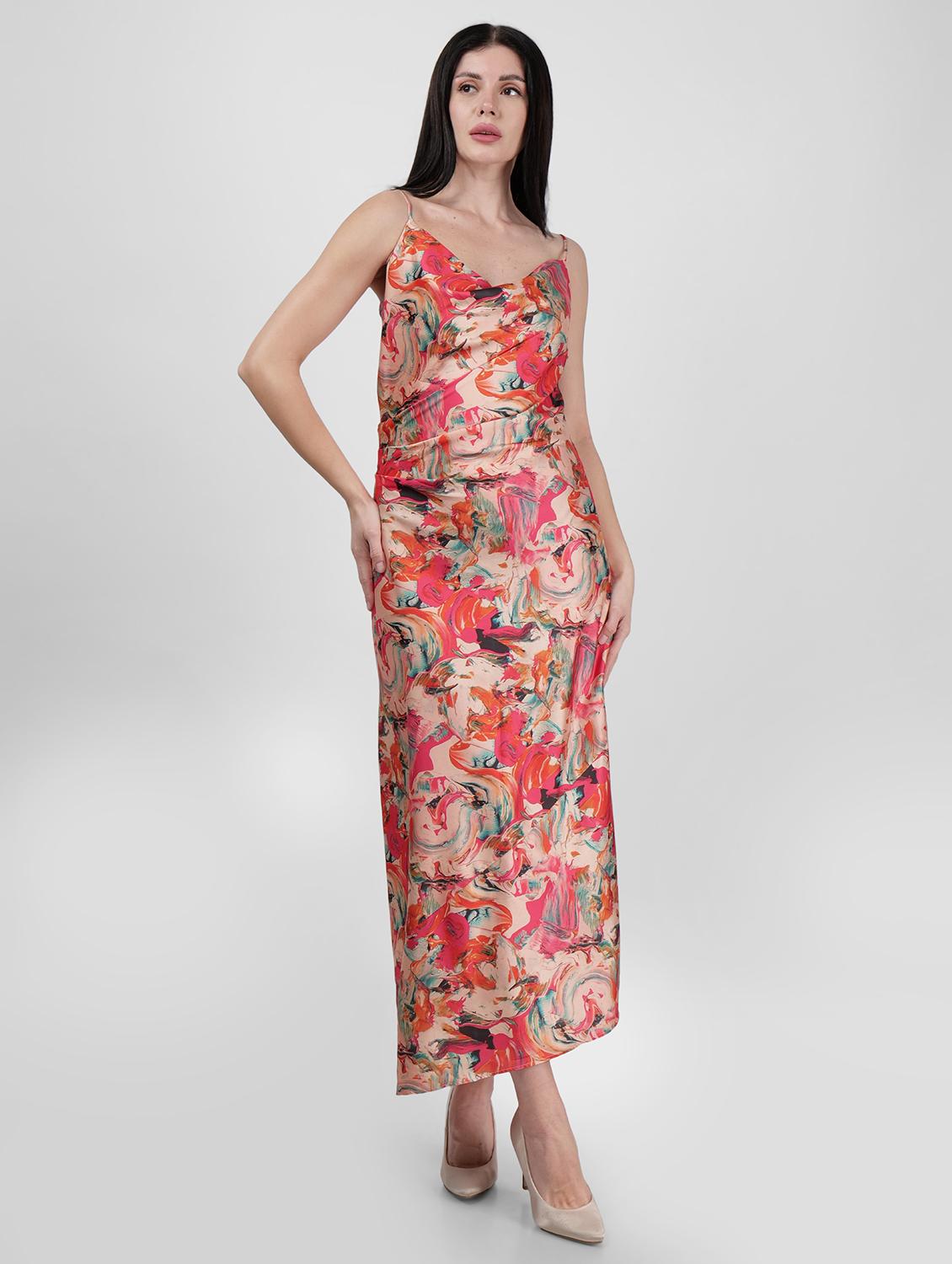 women cowl neck printed asymmetric dress - 21693317 -  Zoom Image - 0