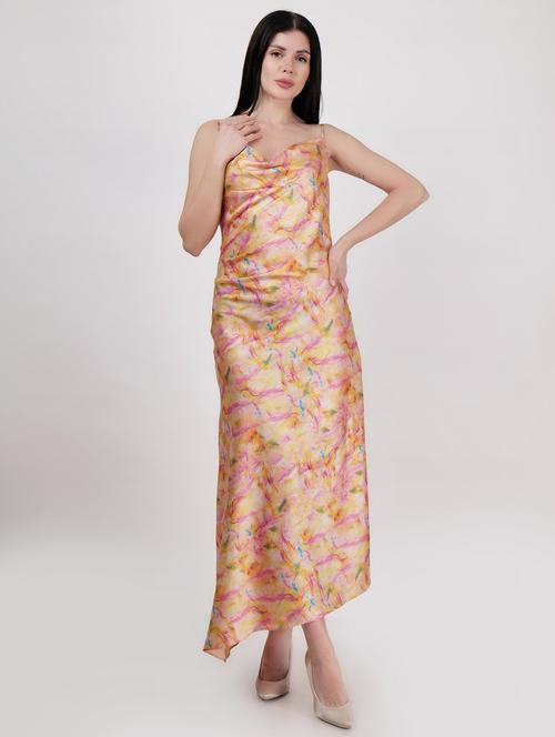 women cowl neck printed asymmetric dress - 21693318 - Standard Image - 0