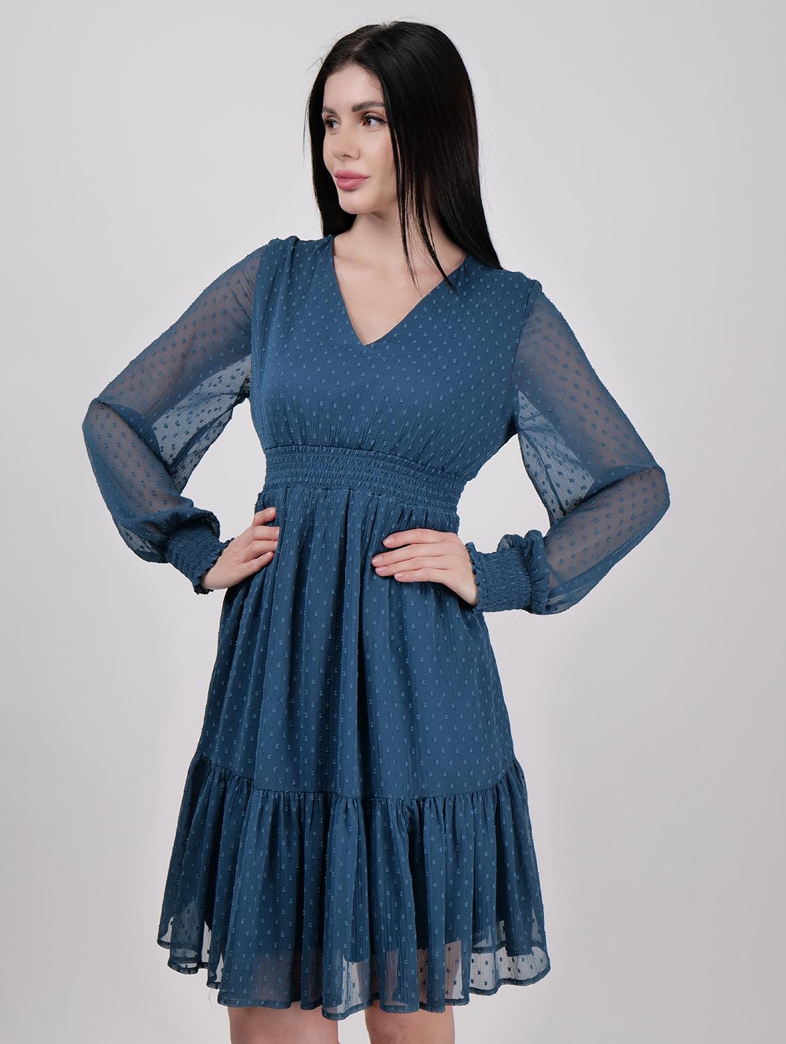 women v- neck solid tiered dress - 21693344 - Standard Image - 2