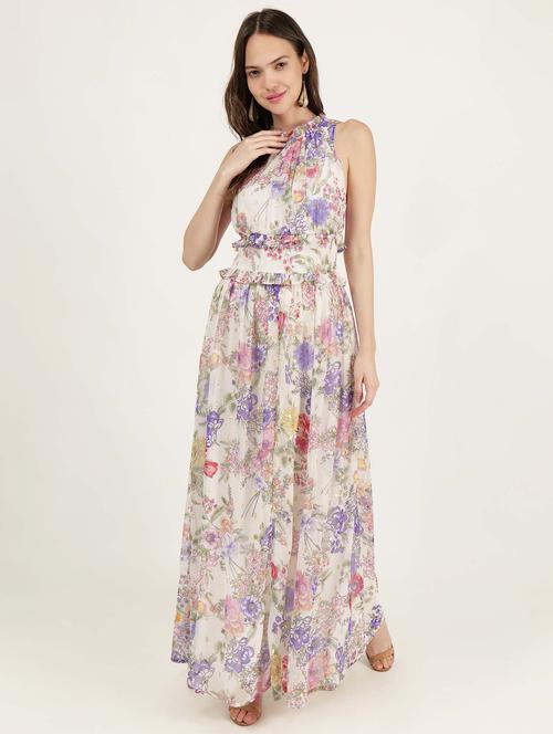 women halter neck floral printed a-line dress - 21693359 -  Standard Image - 0