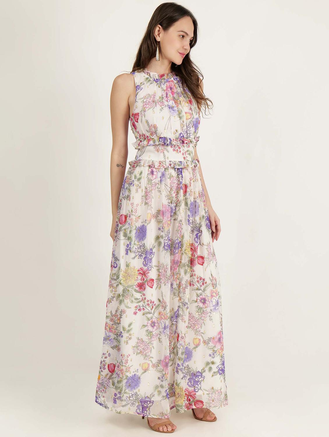 women halter neck floral printed a-line dress - 21693359 - Standard Image - 2