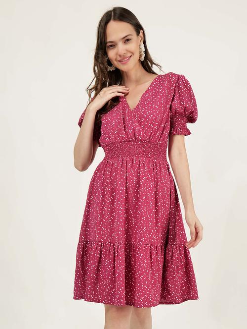 women overlap neck polka dots tiered dress - 21693362 - Standard Image - 0