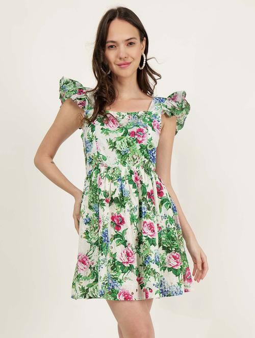 women square neck floral printed a-line dress - 21693363 -  Standard Image - 0