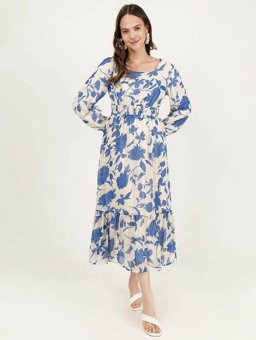 women floral printed square neck tiered dress - 21693375 -  Standard Image - 0
