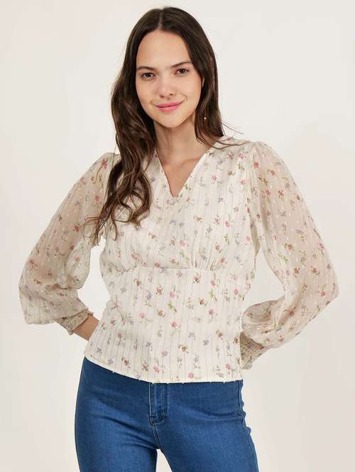 women floral printed long sleeve top - 21693394 -  Standard Image - 0