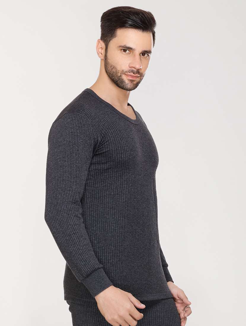 men solid full sleeve hermal top - 21693409 -  Standard Image - 2