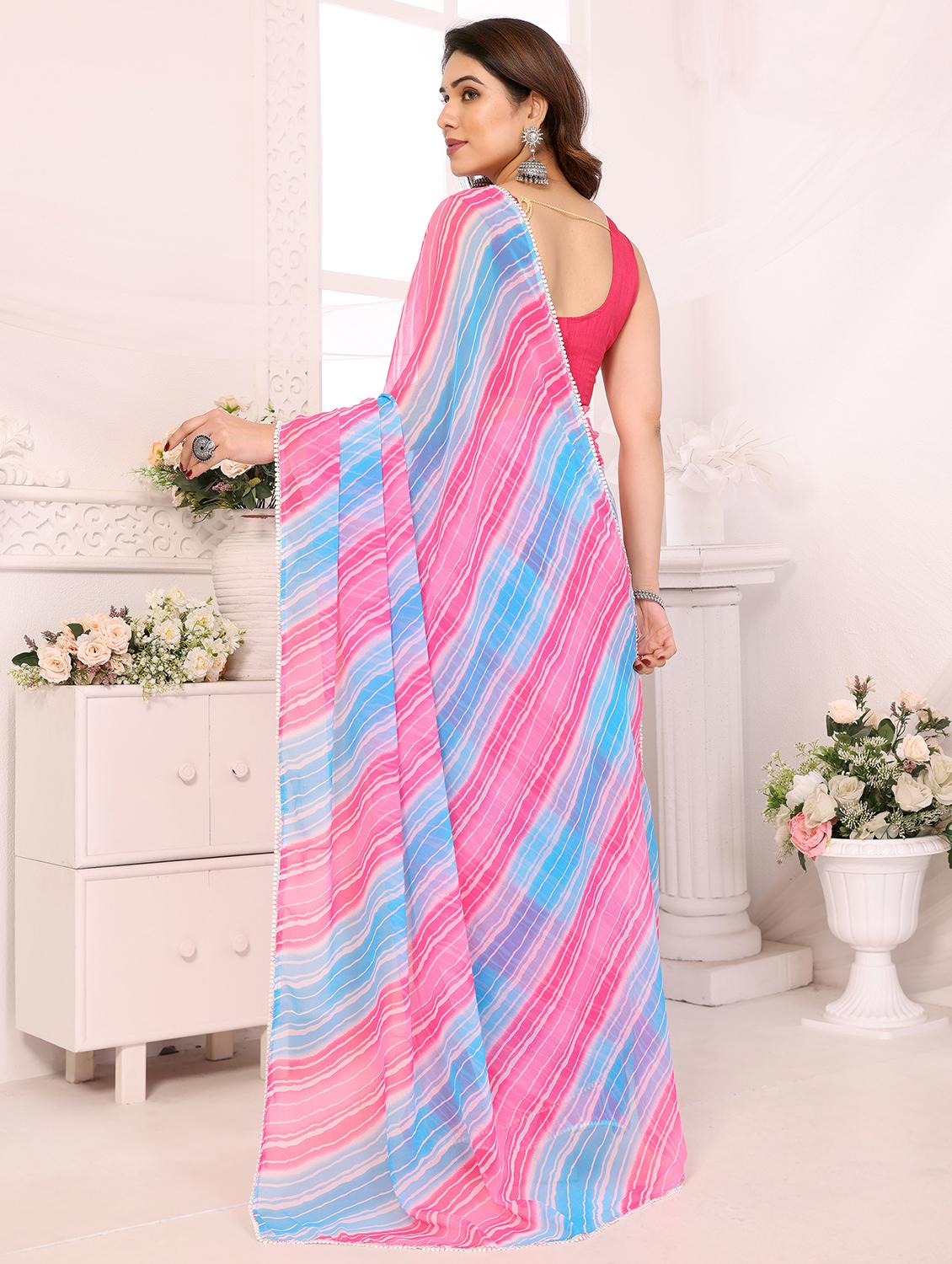 women leheriya ready to wear saree with blouse - 21693517 - Standard Image - 2