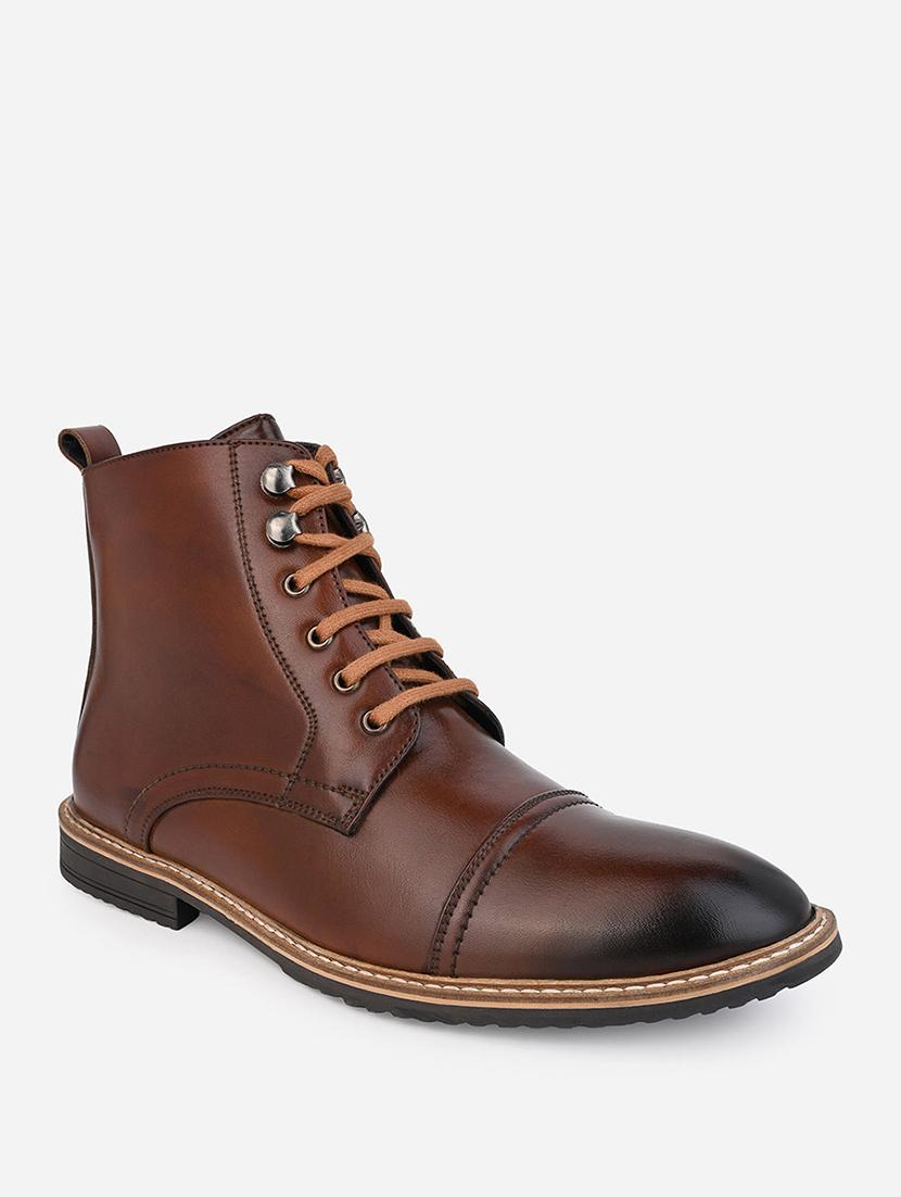 men brown lace up boots - 21693546 - Standard Image - 2