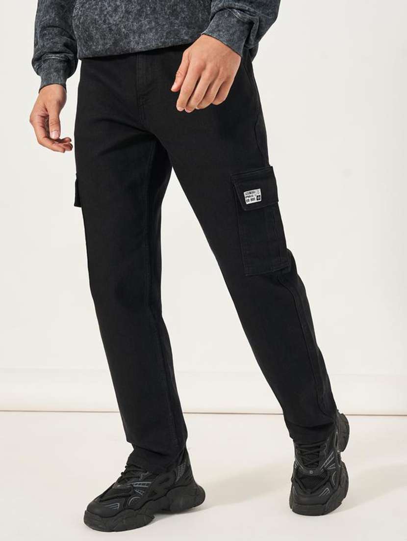 men mid rise solid cargo