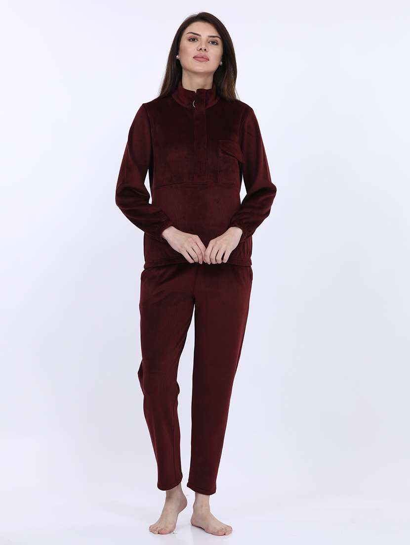 women solid winter wear co-ord set