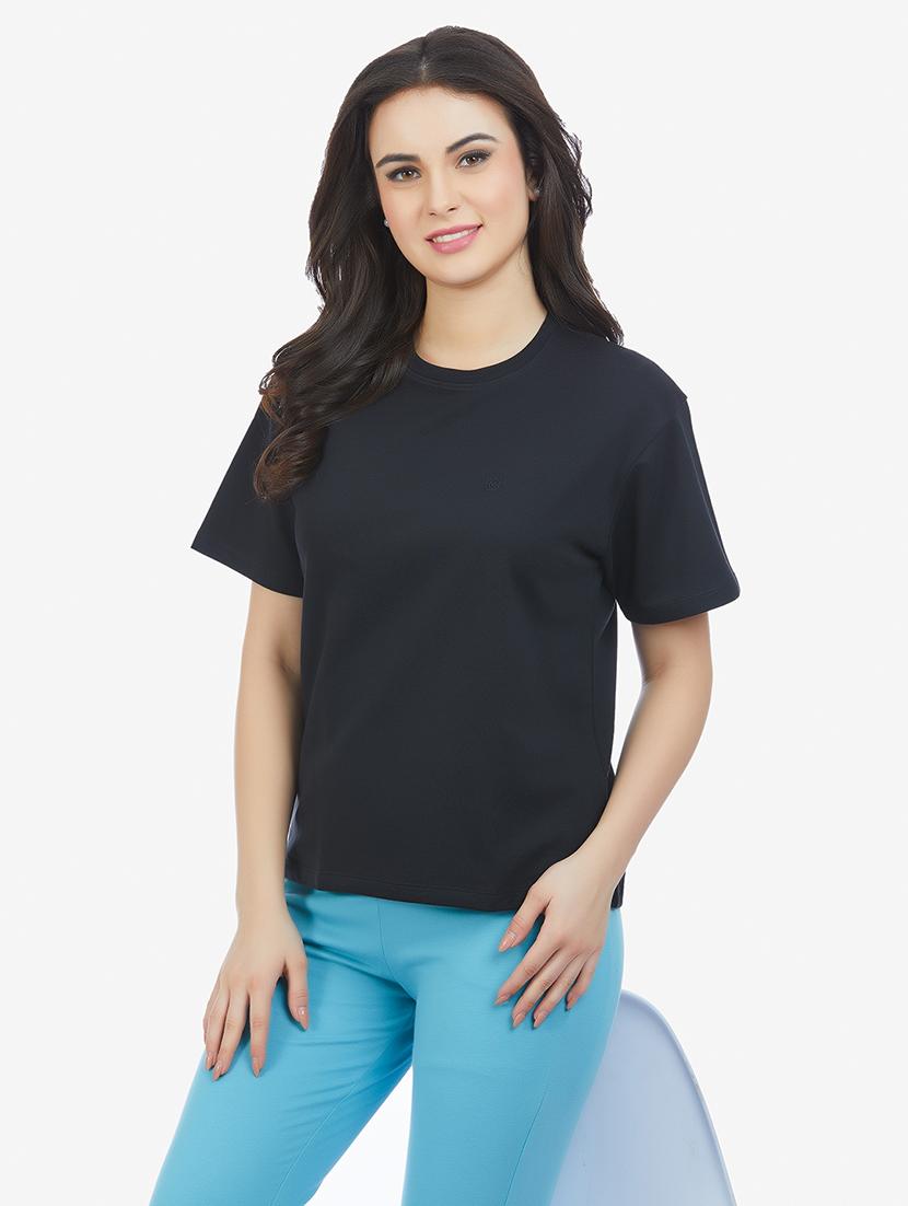 black cotton blend regular tshirt - 21693620 - Standard Image - 2