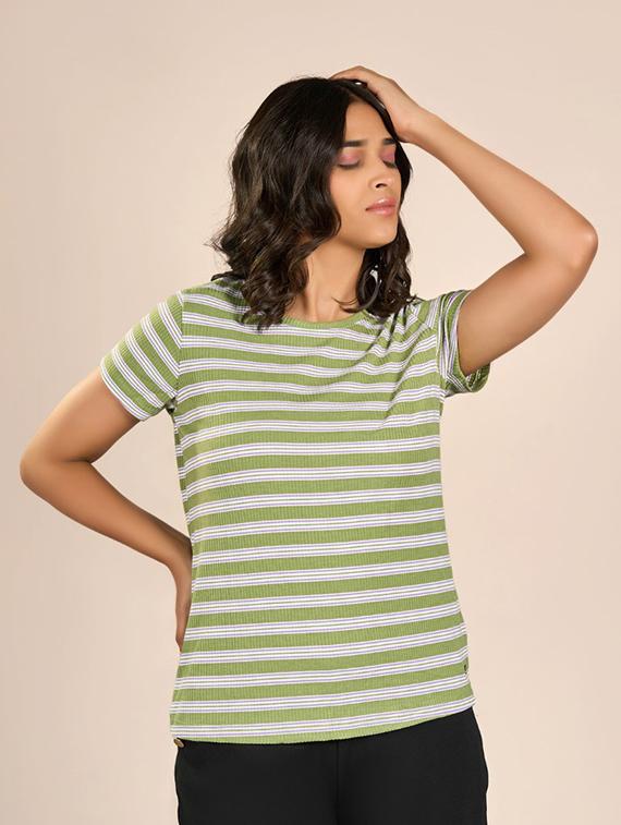 women striped short sleeve t-shirt - 21693632 - Zoom Image - 0